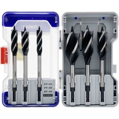 Tivoly Wood Drill Bit Set – 6-Piece Ø12/14/16/22/25/32 mm, 4-Cutting Edges, 6.35 mm Hex Shank, Carbon Steel