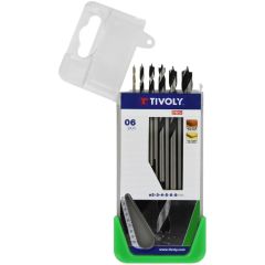 Tivoly Wood Drill Bit Set – 6-Piece Ø2–8 mm, 3-Point Sharpening & Rectified Flutes, Cylindrical Shank