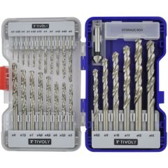 Tivoly Metal Drill Bit & Countersink Set – 26-Piece Ø2–13 mm + Ø16.5 mm Countersink, Split-Point HSS, 30° N-Flute, Cylindrical Shank
