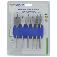 Spade wood drill bit set 10-25mm, 6-piece