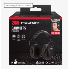 Earmuffs Foldable Headband 90563E, SNR value 30 dB, black, 3M