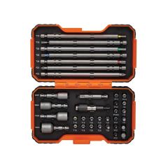 Bit set 1/4" 35 pcs colour coded with 2 adaptors PH,PH2G,PZ,SL,Hex,TORX 25mm 22 pcs, 150mm 7 pcs