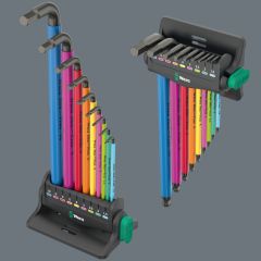 Wera 950/9 Hex-Plus Multicolour 3 L-key set, metric, BlackLaser, wall mount