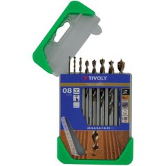 Tivoly Speed-Point puidupuuride komplekt – 8-osaline Ø2–10 mm, kolmnurk vars, HSS, sügavuse skaalaga, CLIPSTER karp