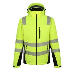 Softshell jakk Calgary voodriga kõrgnähtav CL2, kollane, Pesso
