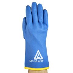 Ansell ActivArmr® 97-681 safety winter gloves – waterproof, cold-resistant to -25°C, PVC foam coating, gauntlet cuff, size 11, blue nylon/acrylic lining