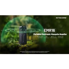 Nitecore EMR16 portable electronic mosquito repeller – 16-foot protection zone, 5,200mAh battery, IPX5 waterproof, USB-C charging, compact design