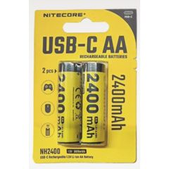 Nitecore NH2400 2400mAh USB-C Rechargeable AA Battery 2-Pack