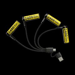 Nitecore NH2400 2400mAh USB-C Rechargeable AA Battery 4-Pack + charging cable