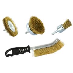 Tivoly Brass-Plated Steel Wood-Brushing Set 3 pc, 1/4" HEX + Ergo Hand Brush