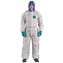 Disposable coverall Type 5/6 Ansell Alphatec 1800 Comfort, white/blue, breathable full back, size M