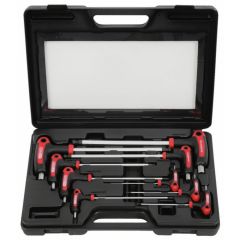 T-käepidemega võtmekomplekt sisekuuskant kuulpea 9 osa, KS Tools