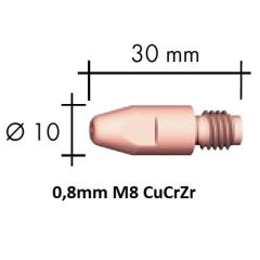 Kontaktsuudmik CuCrZr M8x30x10 - 0,8mm, Binzel