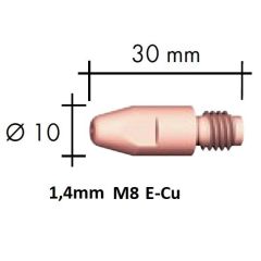 Kontaktsuudmik E-Cu M8x30x10 - 1,4mm, Binzel