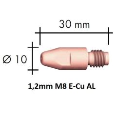 Kontaktsuudmik E-Cu Al M8x30x10 - 1,2mm, Binzel