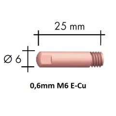 Kontaktsuudmik E-Cu M6x25x6 - 0,6mm, Binzel